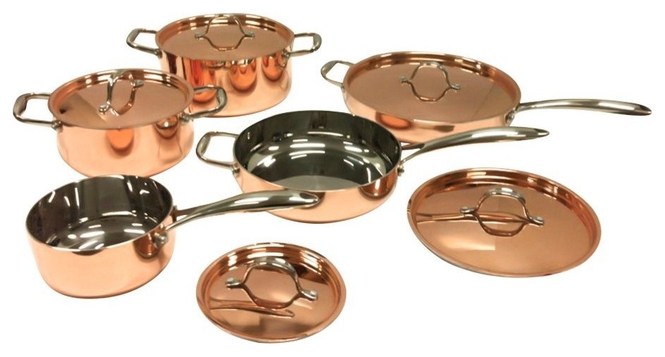 Le Chef 5-Ply Copper 10-Piece Cookware Set With Copper Lids