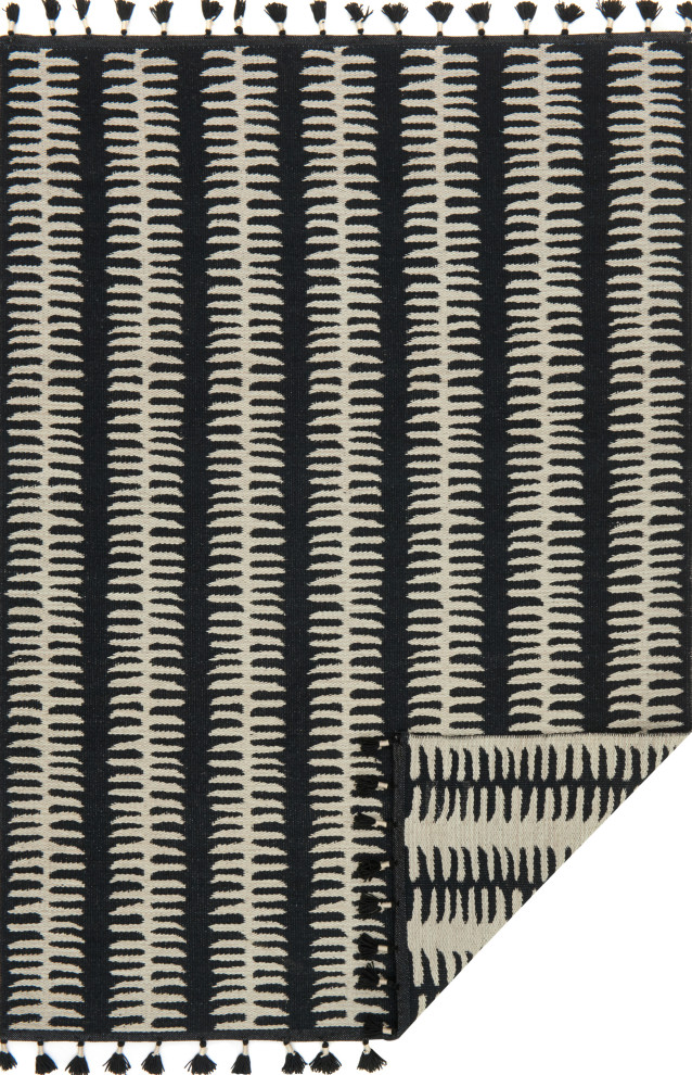 Reversible Kahelo Black Gray Area Rug by Justina Blakeney x Loloi, 2'3"x3'9"