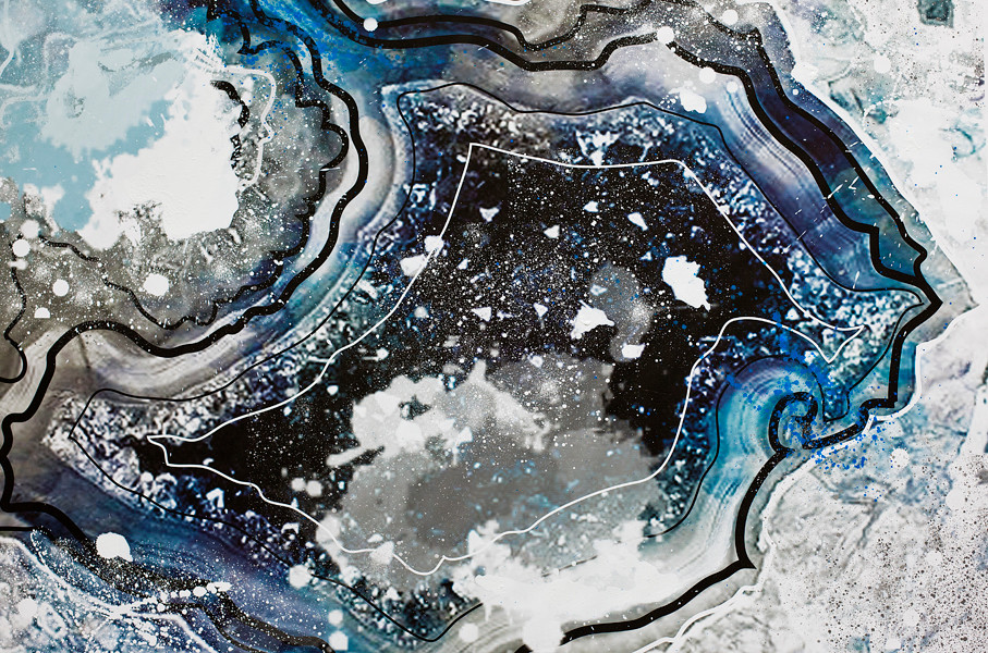 Blue & White Abstract Jewel, Acrylic Print