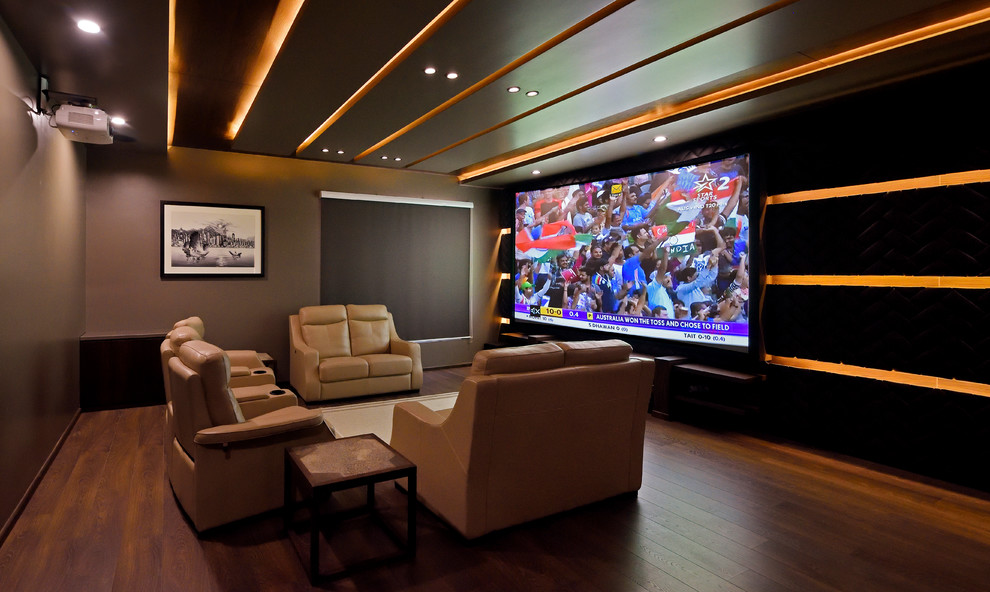 Contemporary home theatre in Ahmedabad.