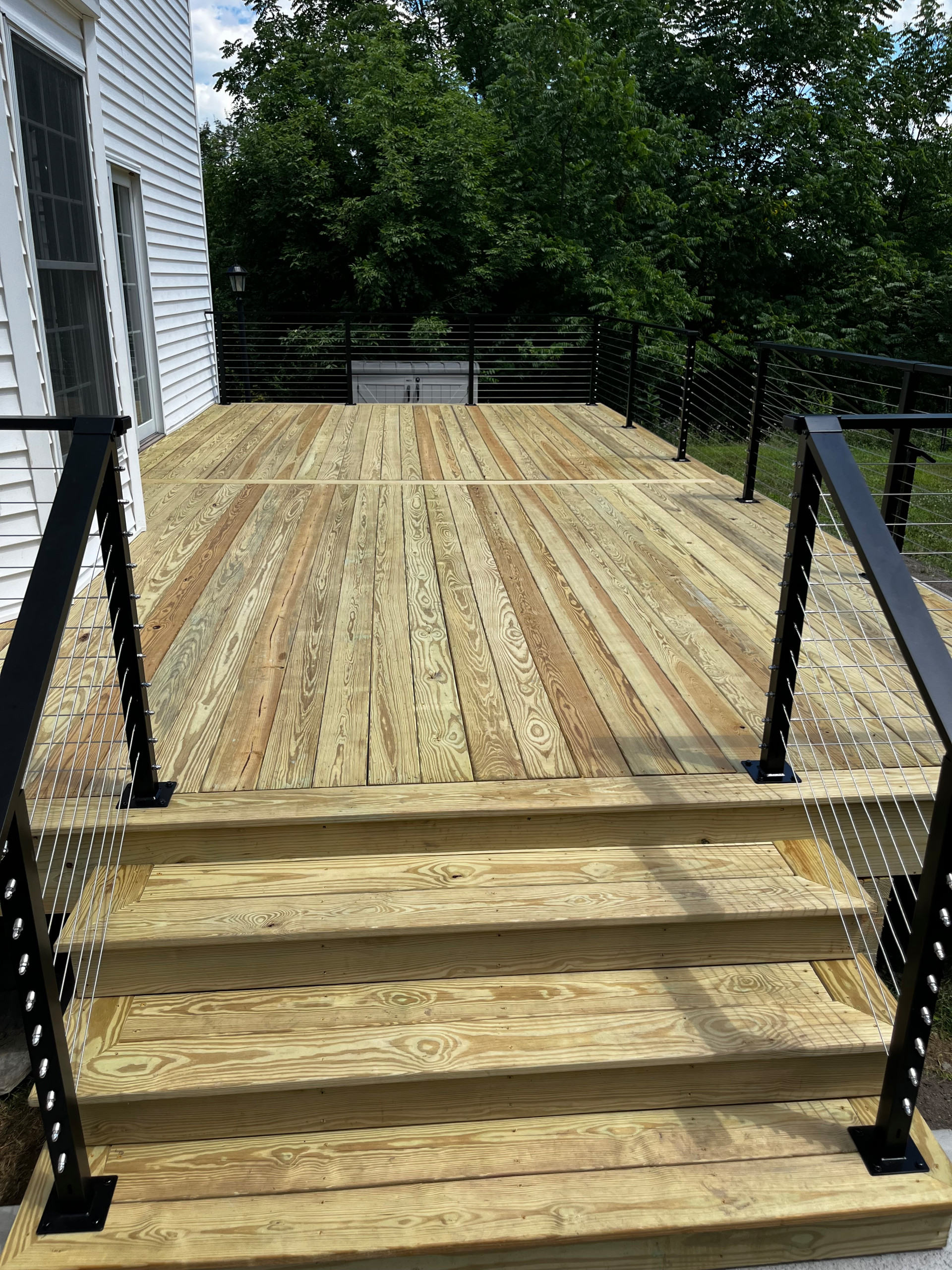 Pressure Treated Wood  Deck with Cable Rail System