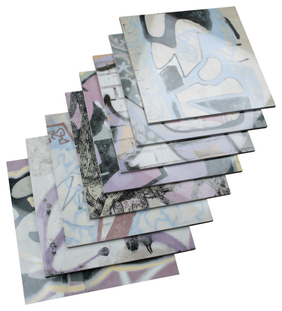 17.38"x17.38" Graffiti Porcelain Floor and Wall Tile, Case of 5