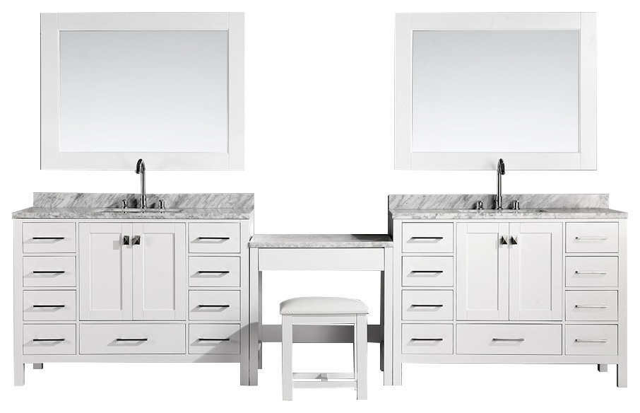 Two London 48" Single Sink Vanity Set With Make-Up Table - Transitional - Bathroom Vanities And ...