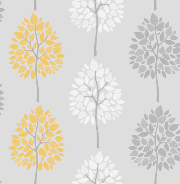 Alder Gray Tree Wallpaper Contemporary Wallpaper by Brewster Home