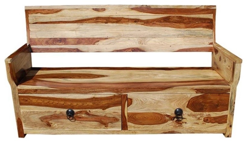 Dallas Ranch Solid Wood Sofa Bench W Storage Drawers Rustic