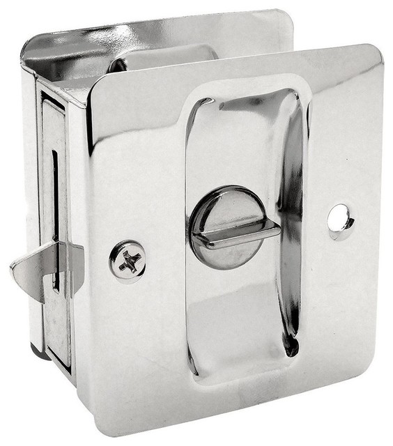 Polished Chrome Pocket Door Privacy Lock, 53867 Transitional Pocket
