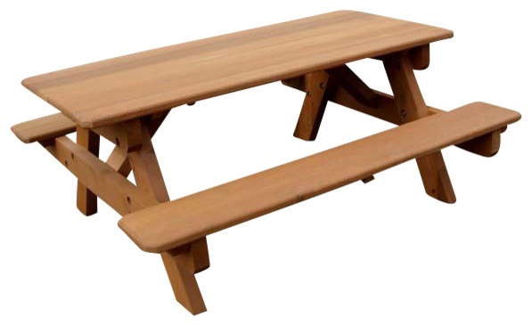 Red Cedar Heavy Duty Picnic Table With Attached Benches