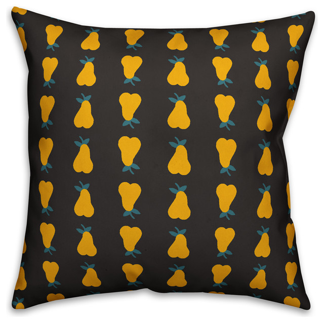 Pear Pattern Yellow Pillow Farmhouse Decorative Pillows By