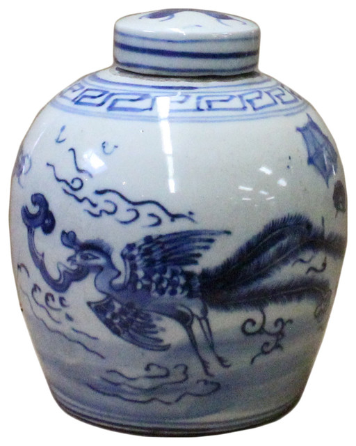 Chinese Oriental Small Blue White Porcelain Ginger Jar Hcs3776 Chinese Oriental Small Blue White Porcelain Ginger Jar Hcs3776