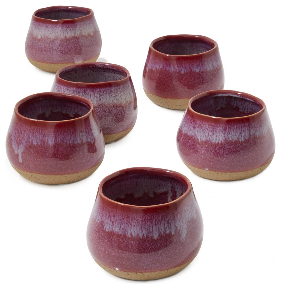 Red Potter's Ceramic Vase, 3"x4", Set of 6