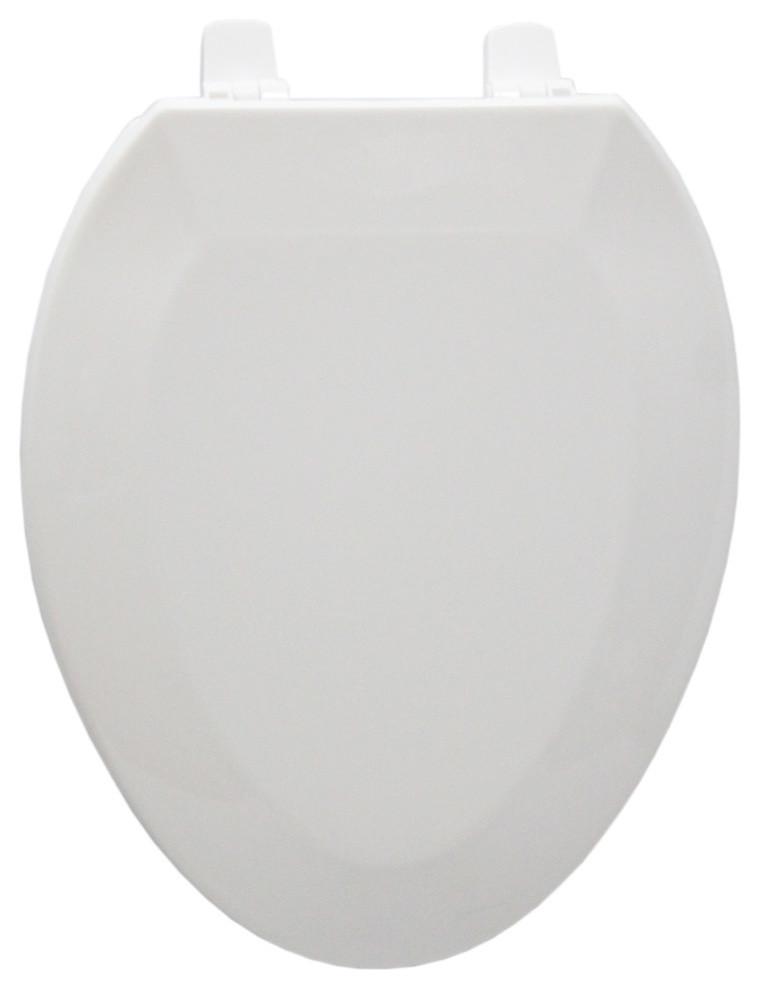 Trimmer Hygenic Beige Plastic Toilet Seat, Standard Round Transitional Toilet Seats by