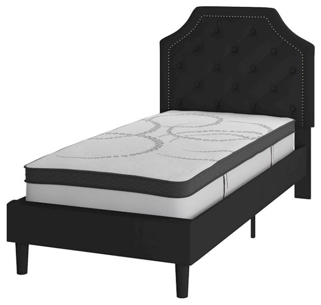 Flash Furniture Brighton Twin Platform Bed Set, Black, SL-BM10-5-GG