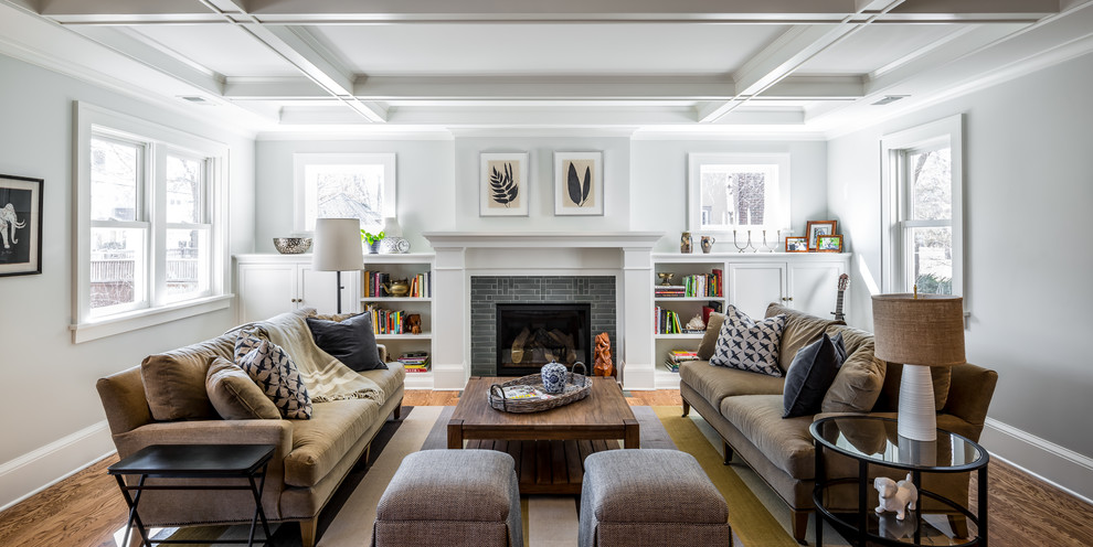 Design ideas for a transitional family room in Minneapolis.