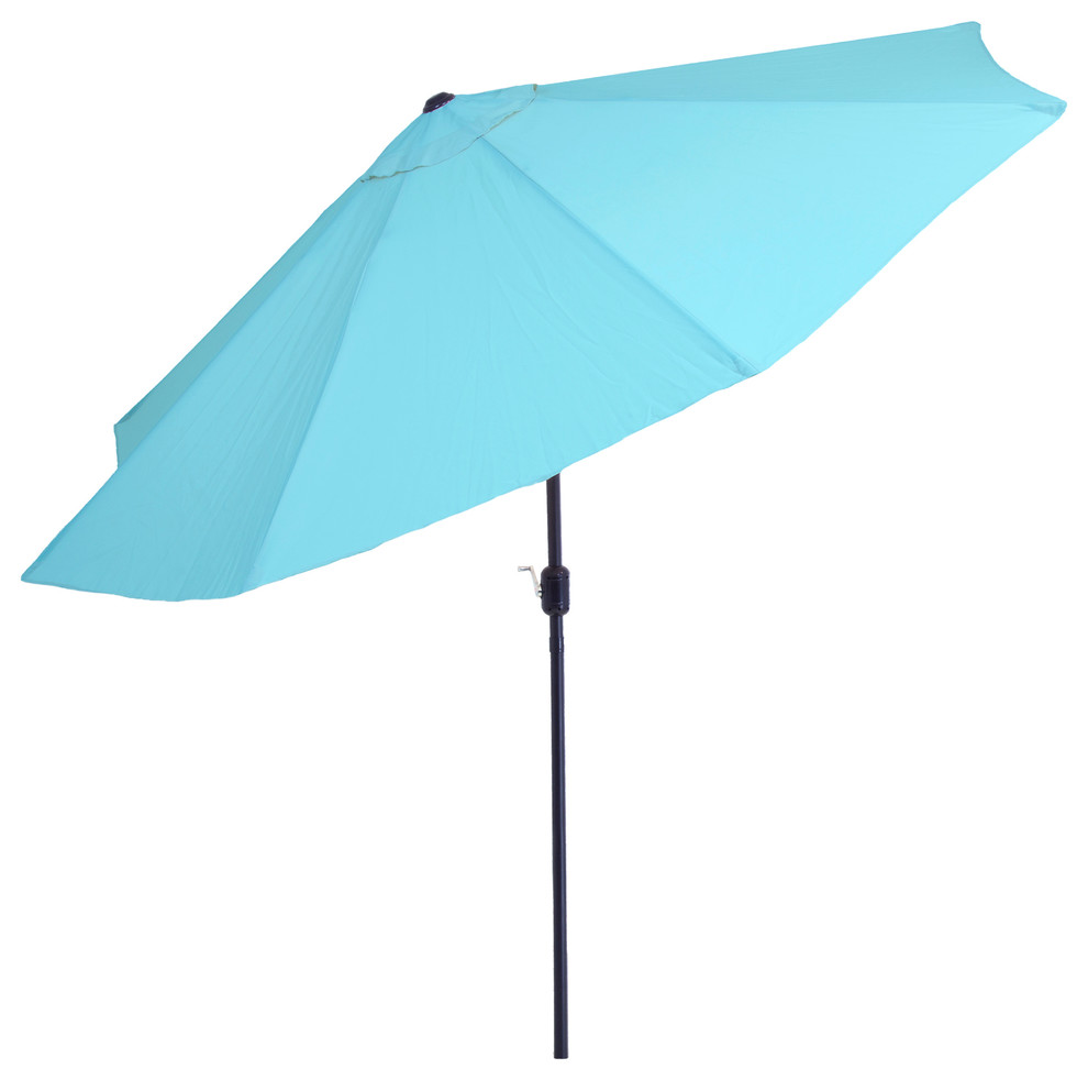Pure Garden 10 Foot Aluminum Patio Umbrella with Auto Tilt - Blue