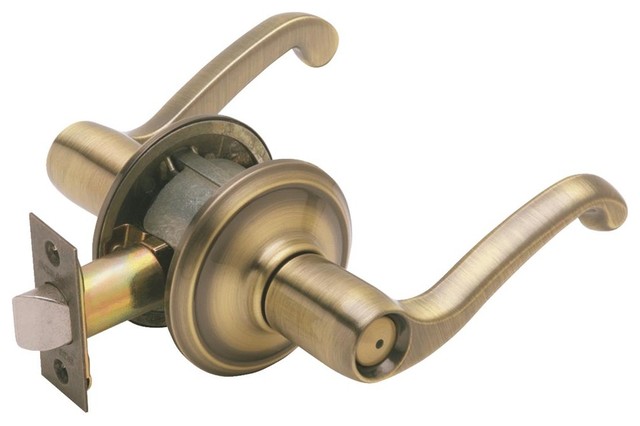 Schlage Lock Antique Brass Flair Privacy Lever F40vfla609