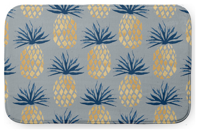 34" x 21" Pineapple Stripes Bathmat, Pretty Grey