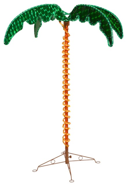 4.5' Deluxe Tropical Holographic LED Rope Lighted Palm Tree With Amber Trunk