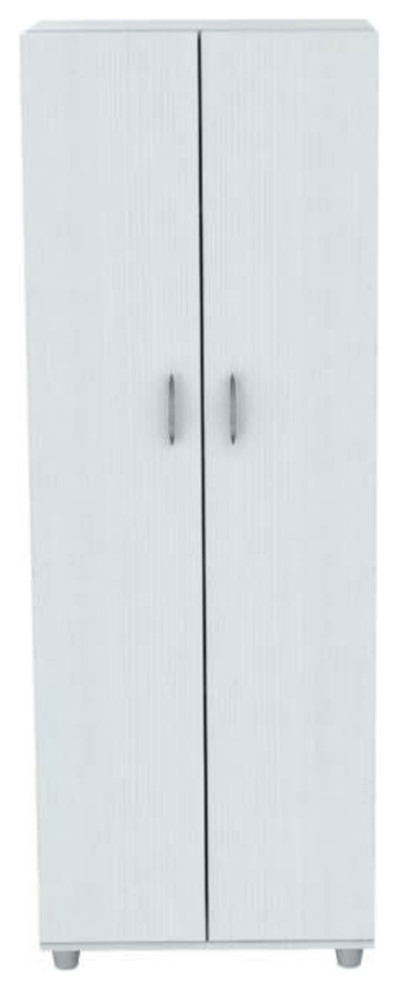 66" White Laminated Wood Pantry or Storage Cabinet