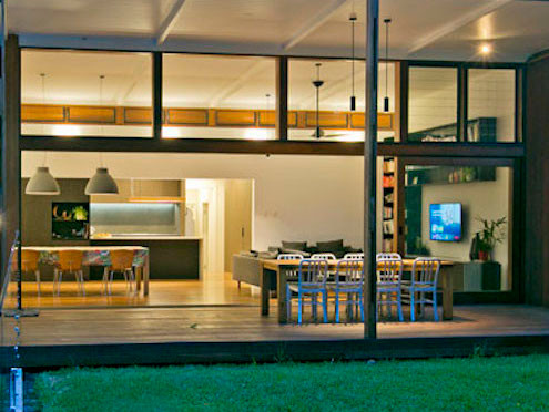 Large Eden Made natural timber and glass stacker doors - Contemporary ...