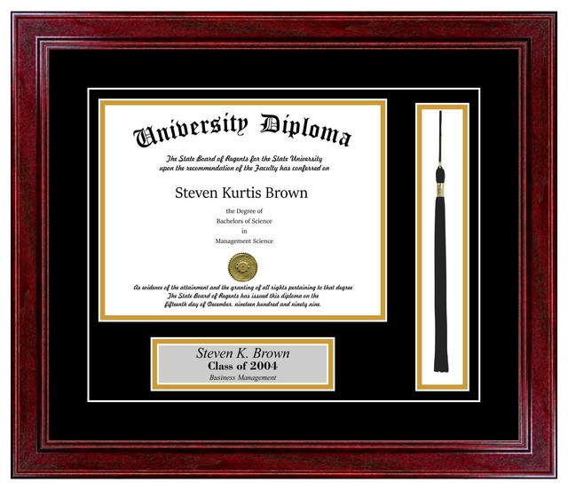 Personalized Diploma Frame with Tassel and Double Matting, Sport Cherry, 7"x9"