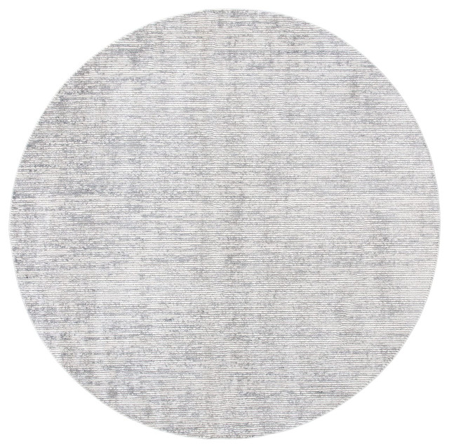 Contemporary Area Rug, Premium Natural Wool With Round Shape, Ivory/Grey