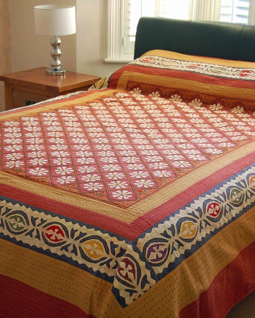 Flower Applique Indian bedspread - Asian - Bedspreads - london - by ...