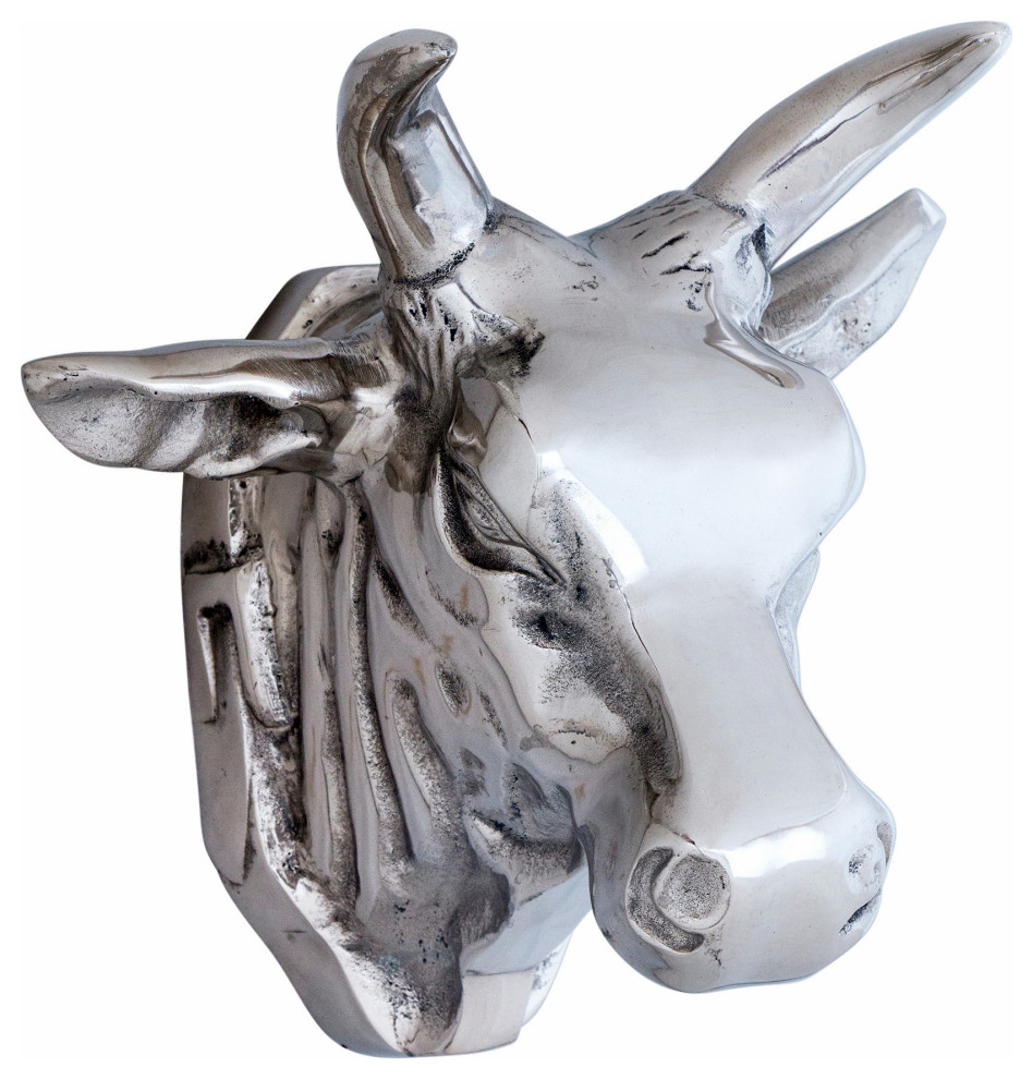 Mounted Bull Head Wall Decor Rustic Wall Sculptures by Resoursys