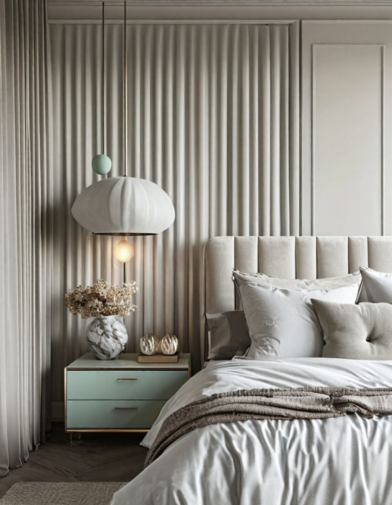 Современные спальни с различным декором и панелями