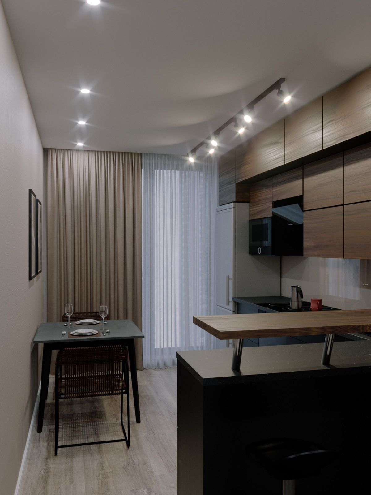 Кухня для молодого мужчины  9.6 кв м