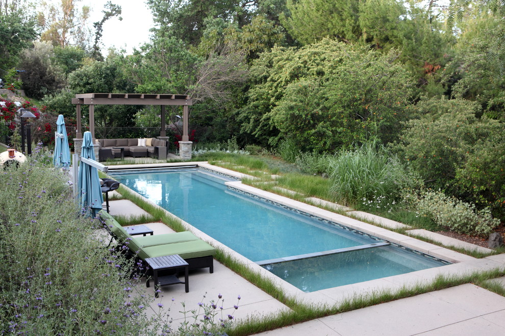 Inspiration for an expansive modern backyard partial sun xeriscape for spring in Los Angeles.