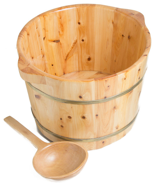 Alfi 15 Solid Cedar Wood Foot Soaking Barrel Bucket Matching Spoon Alfi 15 Solid Cedar Wood Foot Soaking Barrel Bucket Matching Spoon