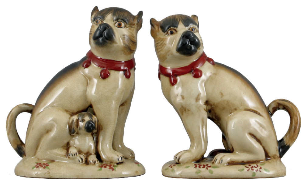 Pair of Sitting Staffordshire Reproduction Dogs