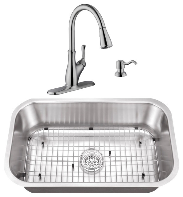 30 Large Stainless Steel Kitchen Sink And Transitional Faucet
