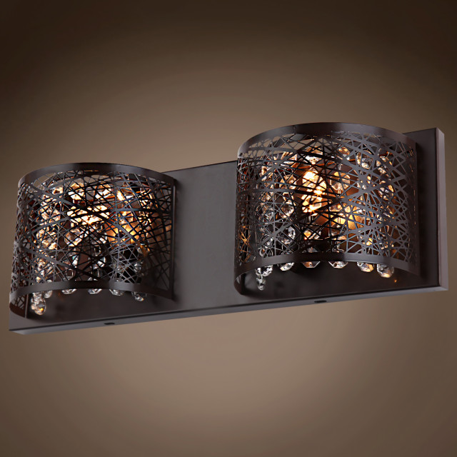 Lazer 2 Lt LED Bronze Sconce With Clear European Crystal