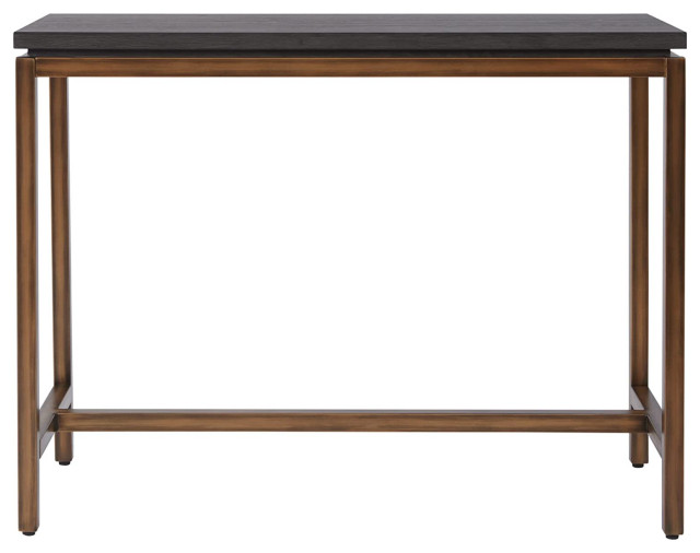Unique Console Table, Antique Bronze Finished Frame With Laminated Grey Ash Top