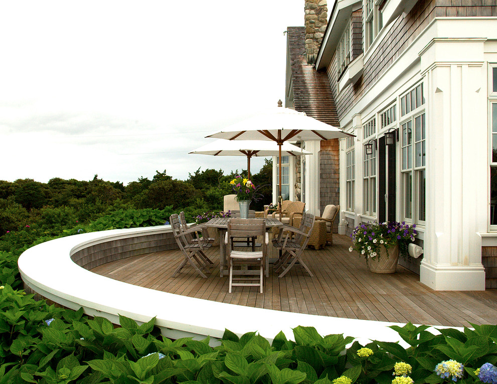 Beach style deck in Boston with no cover.