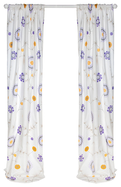 Fiona Floral Drapery Panels 90 X40 Set Of 2 Contemporary