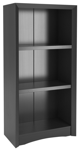 Corliving Quadra 47" Tall Bookcase, Black Faux Woodgrain Finish