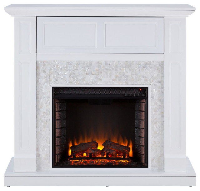 Kirben Electric Media Fireplace With Tile Surround