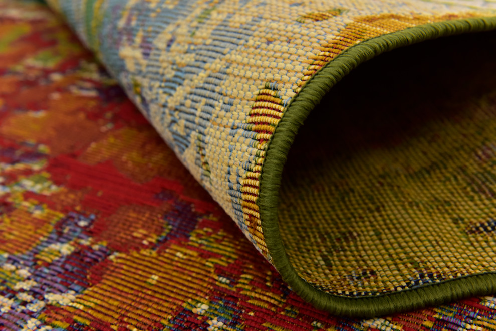 Unique Loom Crumpled Outdoor Rug, 5'3"x8' Contemporary Outdoor Rugs