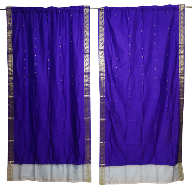 Window Treatment Draperies Blue Indian Silk Sari Door Panel Home