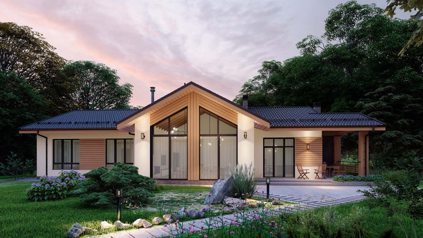 Одноэтажный загородный дом