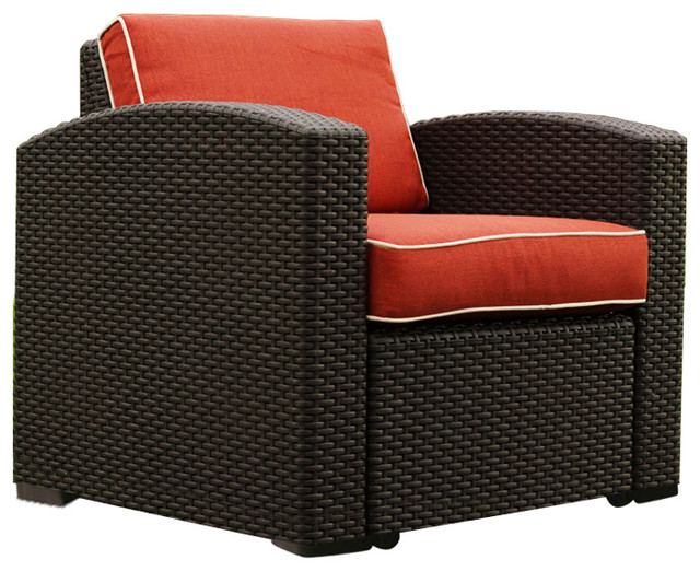 Patio Chairs, Set of 2, and Side Table Brown With Cajun Red Fabric