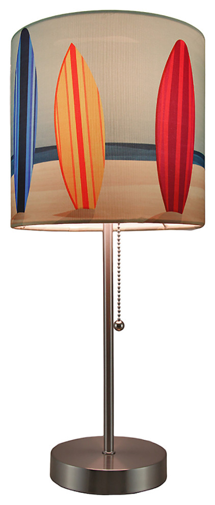 Decorative Surfboard Shade Stainless Steel Accent Lamp Coastal Beach Surf Decor