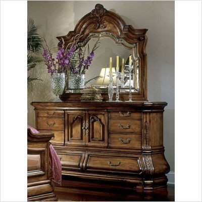 AICO Furniture - Tuscano Dresser and Mirror Set in Biscotti - 34050/34060
