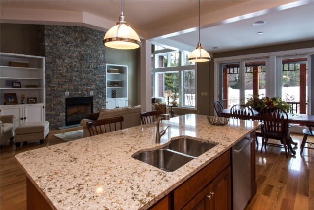 Example of a mountain style kitchen design in Boston