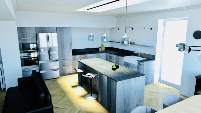 R&eacute;novation totale d'une villa transitional-kitchen
