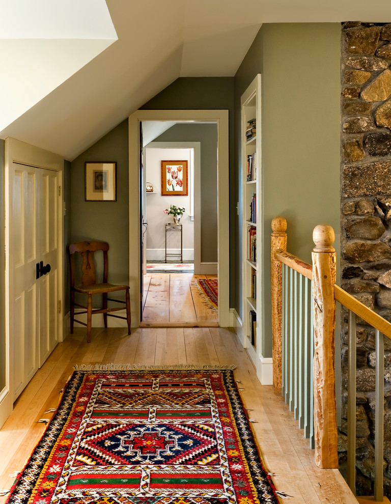 Design ideas for a country hallway in Portland Maine with grey walls.