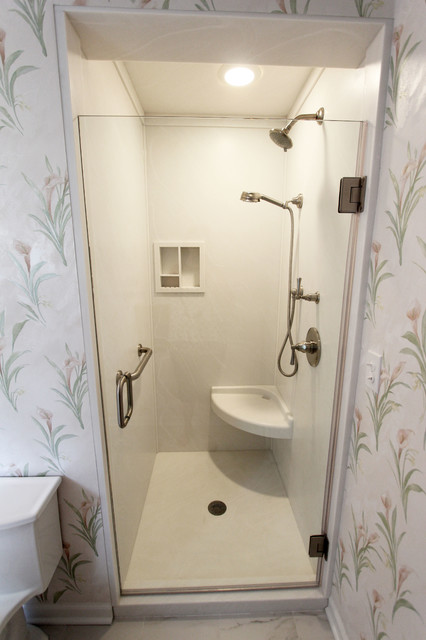 Venaro White Corian Countertop Shower With Bathroom Update