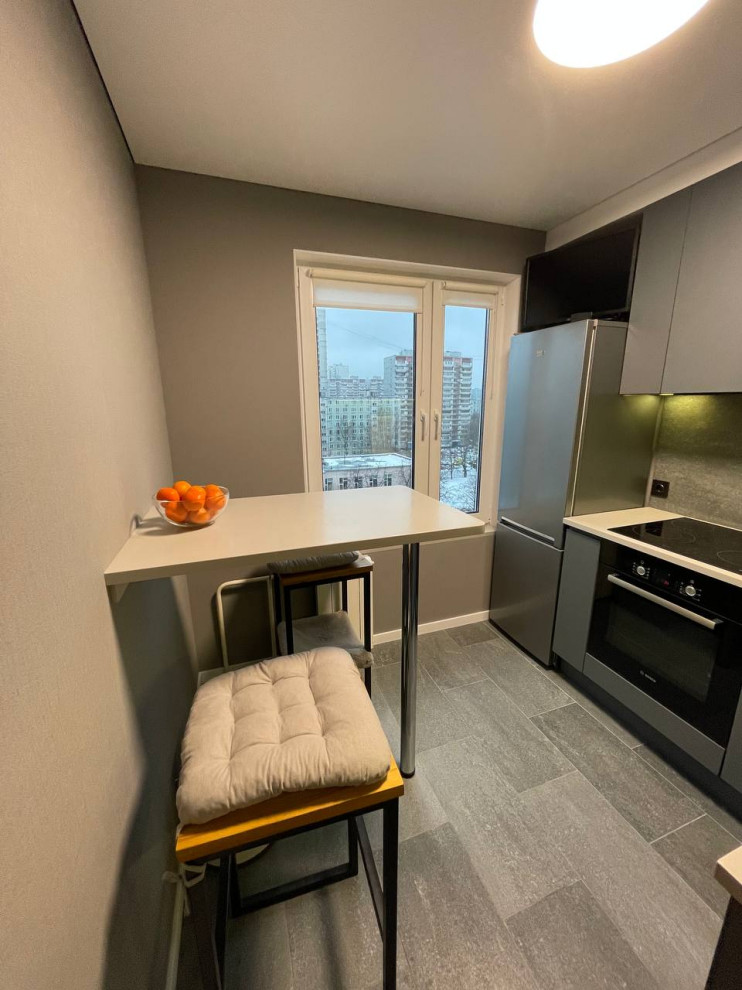 Реализация кухни по дизайн-проекту в однокомнатной квартире, 2022